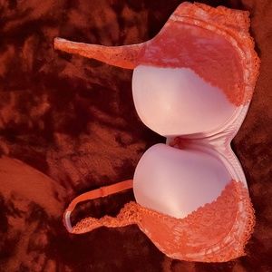 Victoria's Secret Very Sexy balconet bra size 38C pink with red lace.